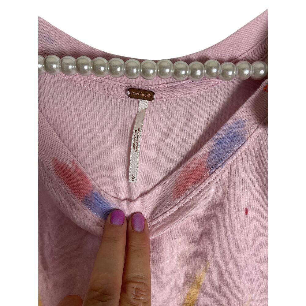 Free People NWT Women's KOA Pink Tie Dye Cropped Tank Size Large - Picture 8 of 9